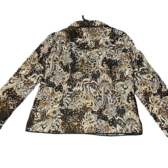 Requirements Quilted Jacket Womens Size Large Brown Tan Patterned‎ Soft Zipper - Picture 2 of 10